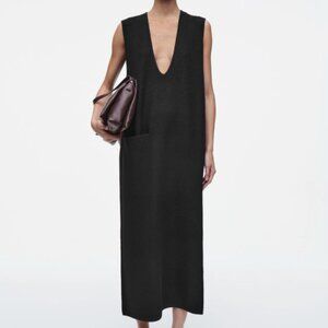 Iconic COS Boiled Wool V-Neck Dress | Pristine Condition | The Row but Less!